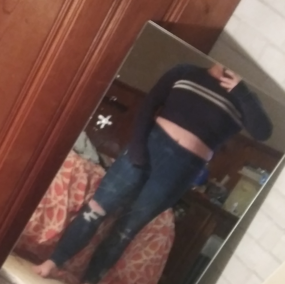 Blue, white stripe
